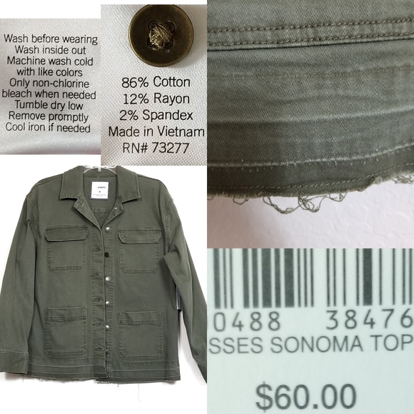 SONOMA Distressed/Deconst Twill Utility Jacket - Picture 5 of 6